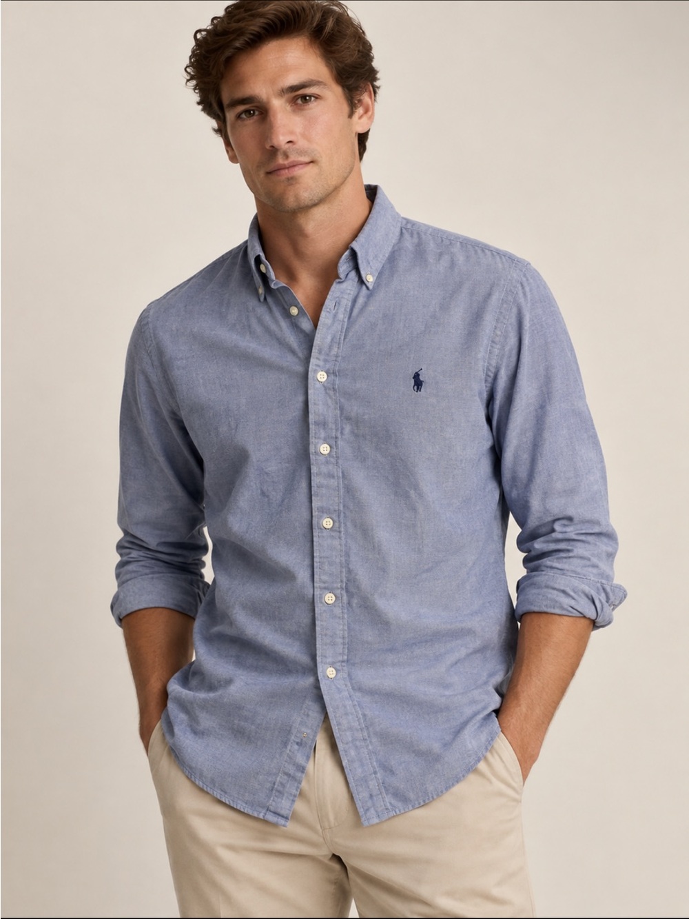RALPH LAUREN, blue buttons down shirt!